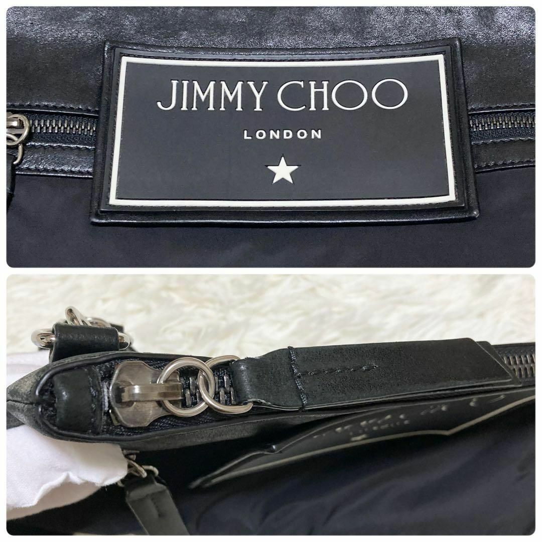 JIMMY CHOO(ジミーチュウ)のジミーチュウ ショルダーバッグ KIMI クラッチ 2way ロゴプレート 黒 メンズのバッグ(ショルダーバッグ)の商品写真