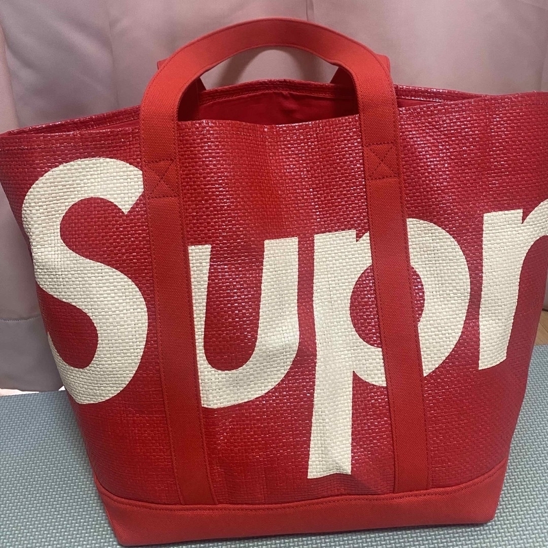 Supreme シュプリーム Raffia トートバッグ 赤 ラフィアトートバッグ