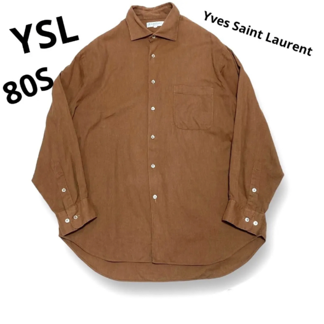 80s 90s イブサンローラン ロゴ 長袖シャツ ドレス vintage