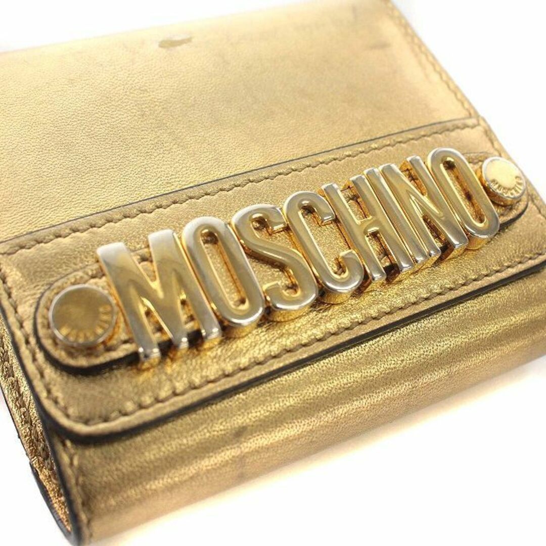 モスキーノ MOSCHINO 財布 三つ折り レザー メタリック ゴールド