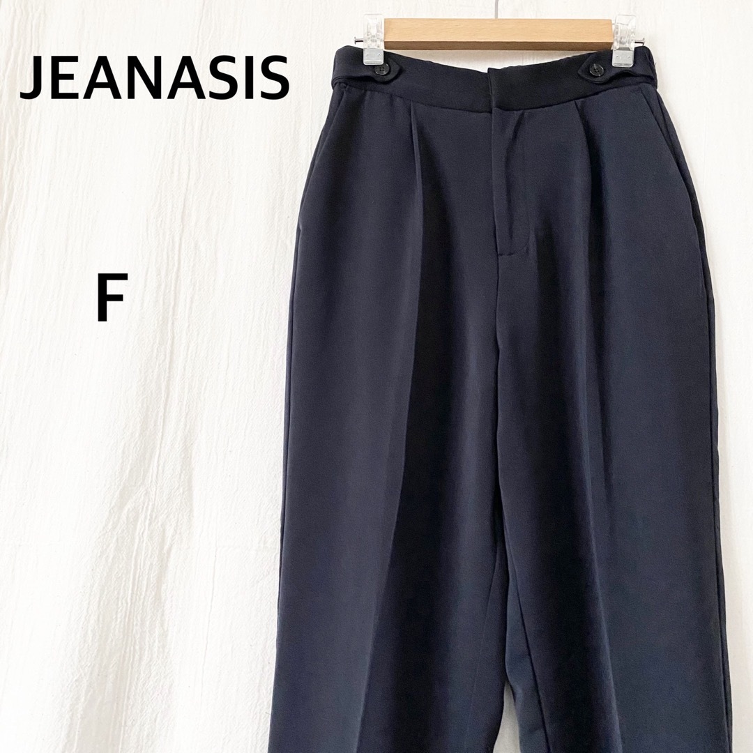 JEANASIS(ジーナシス)のJEANASIS ジーナシス　ブラック　スリット入り　スラックス　パンツ レディースのパンツ(カジュアルパンツ)の商品写真