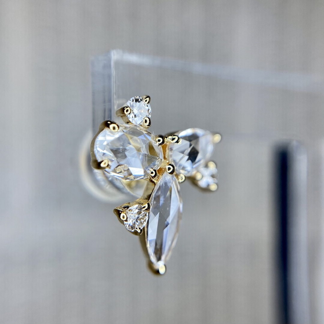 『専用です』天然 ローズカット ダイヤモンド ピアス 計0.55ct K18