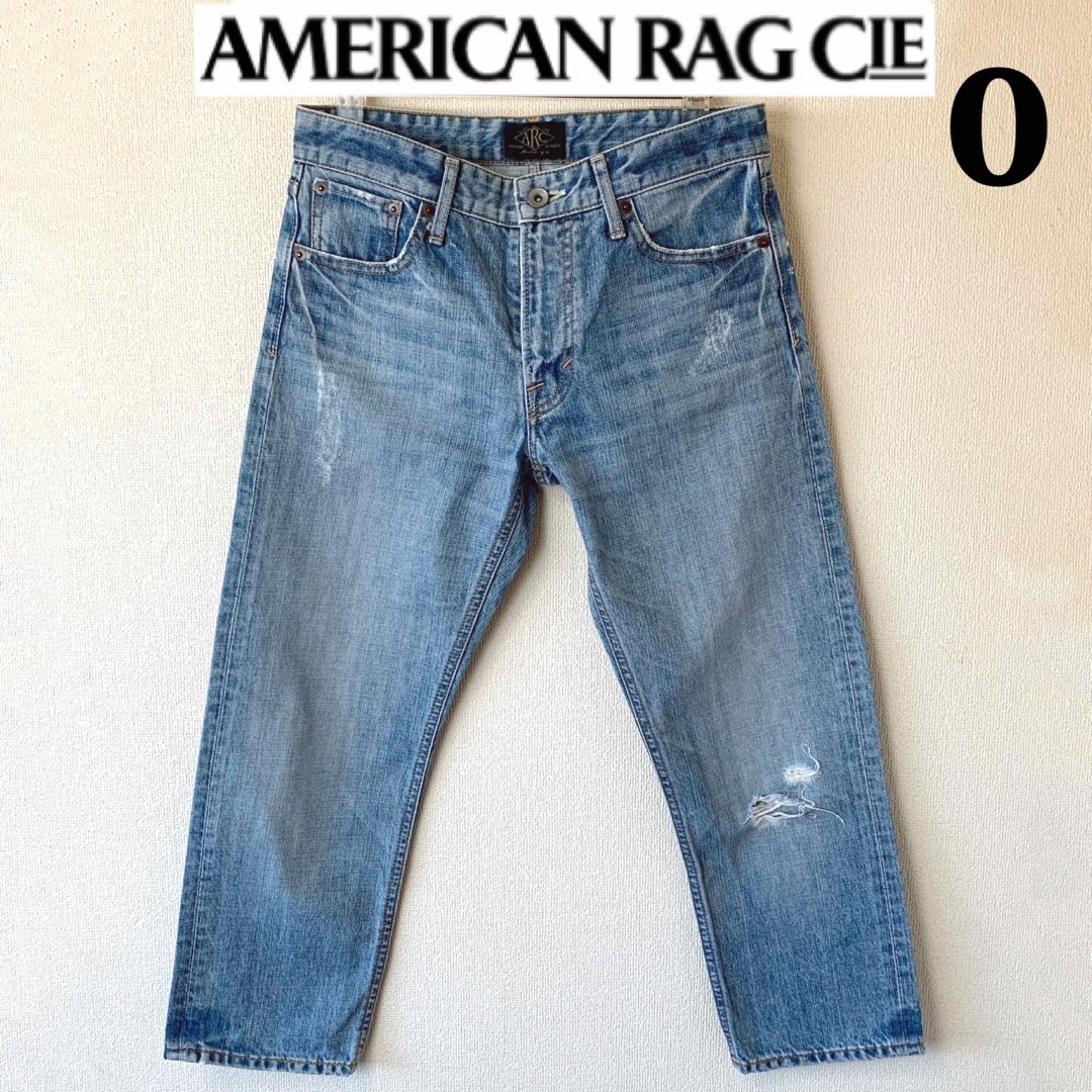 AMERICAN RAG CIE(アメリカンラグシー)の【0サイズ】アメリカンラグシーダメージストレート七分丈デニムジーンズ レディースのパンツ(デニム/ジーンズ)の商品写真