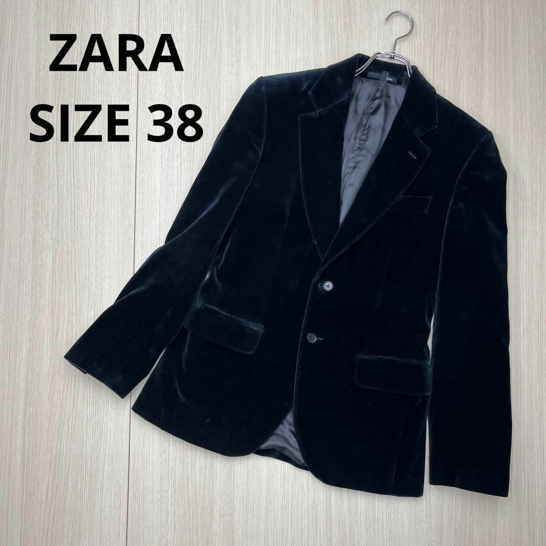 ZARA - ○ ZARA ザラ ベロア テーラード ジャケット ブラック サイズ38