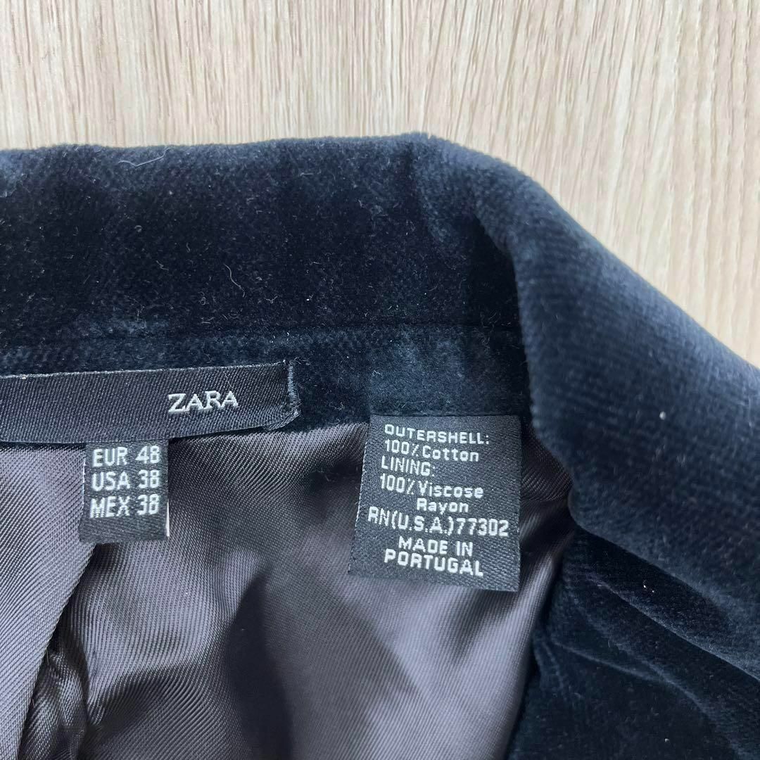 ZARA - ○ ZARA ザラ ベロア テーラード ジャケット ブラック サイズ38
