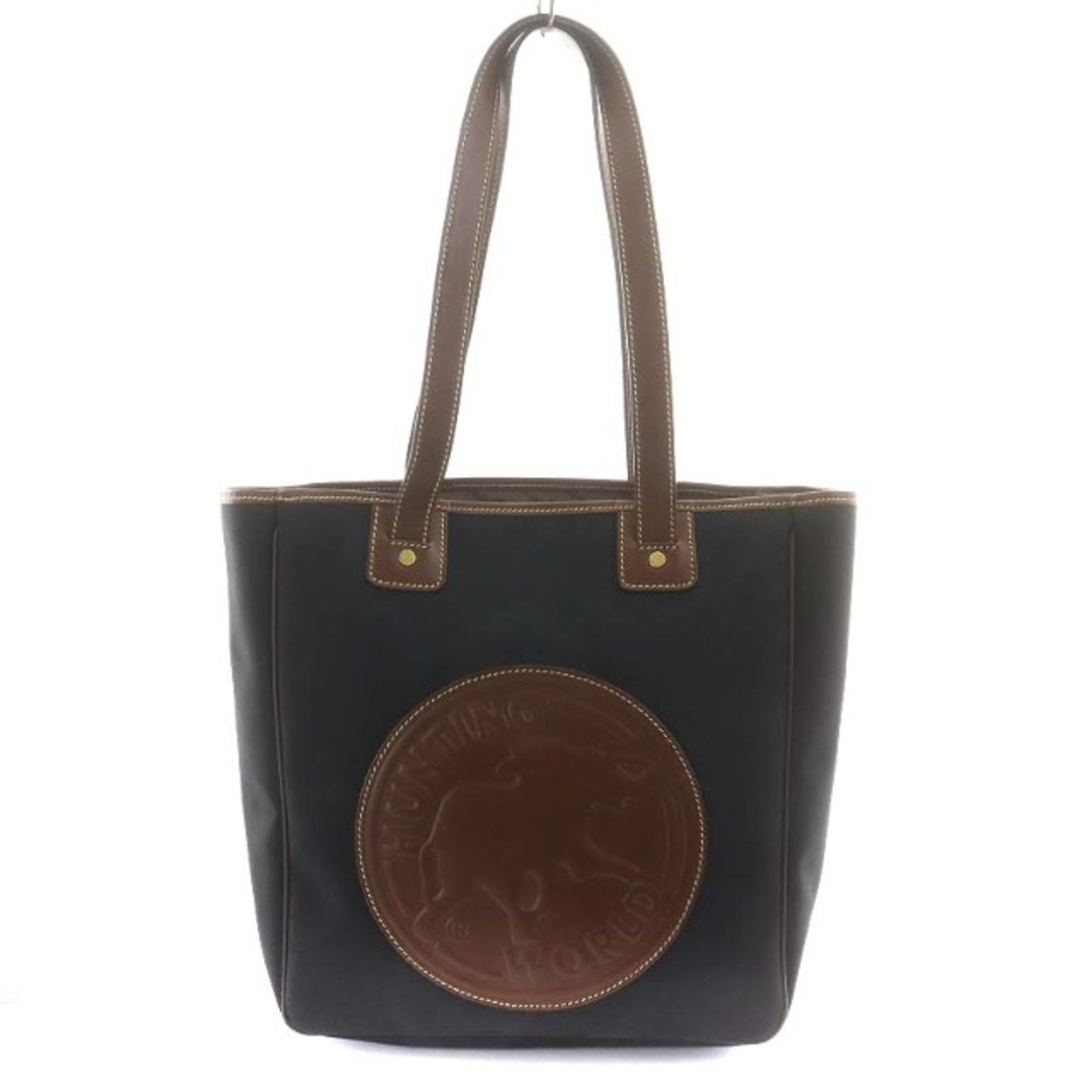 HUNTING WORLD(ハンティングワールド)のハンティングワールド トートバッグ ハンドバッグ ロゴ 紺 茶 レディースのバッグ(トートバッグ)の商品写真