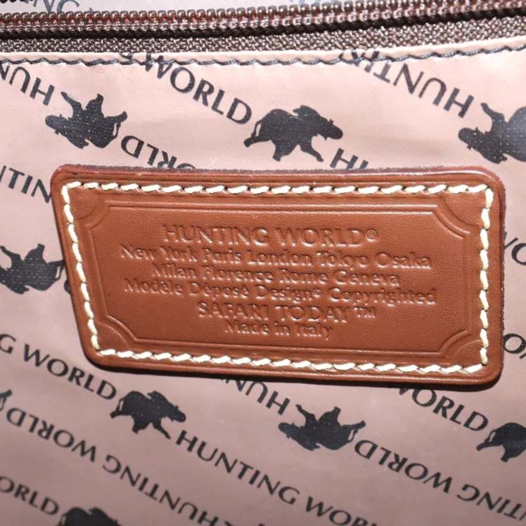 HUNTING WORLD(ハンティングワールド)のハンティングワールド トートバッグ ハンドバッグ ロゴ 紺 茶 レディースのバッグ(トートバッグ)の商品写真