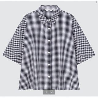 ユニクロ(UNIQLO)のコットンチェックシャツ（5分袖）(シャツ/ブラウス(半袖/袖なし))