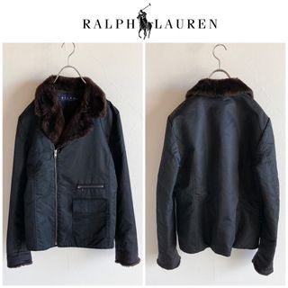 ラルフローレン(Ralph Lauren)のラルフローレン エコファー 切替 ナイロン 中綿 ライダースジャケット ブルゾン(ライダースジャケット)