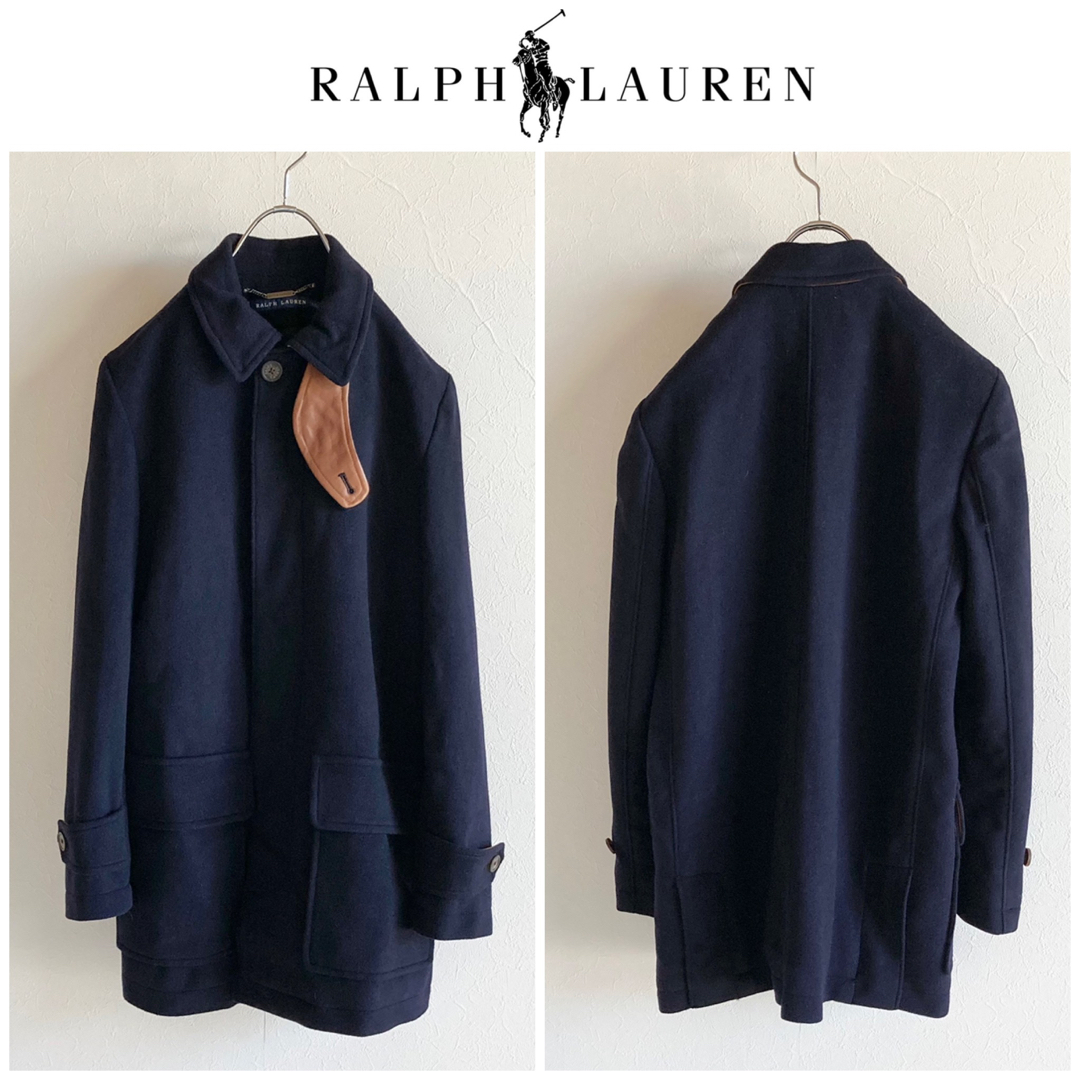 Ralph Lauren(ラルフローレン)のラルフローレン レザー 切替 ウールメルトン ダブルジップ ステンカラーコート メンズのジャケット/アウター(ステンカラーコート)の商品写真