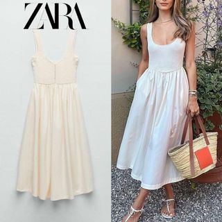 ザラ(ZARA)の11 ZARA ミディワンピース S バックコルセットデザイン(ロングワンピース/マキシワンピース)