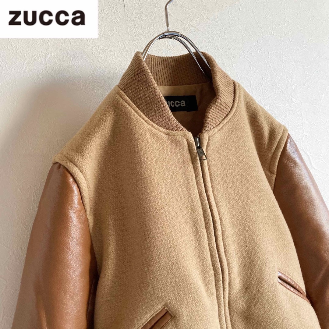 zucca イッセイミヤケ エコレザー 切替 ウール ブルゾン M キャメル