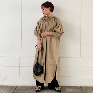 ハイク(HYKE)のHYKE T/C GATHERED DRESS  ギャザーワンピース(ロングワンピース/マキシワンピース)