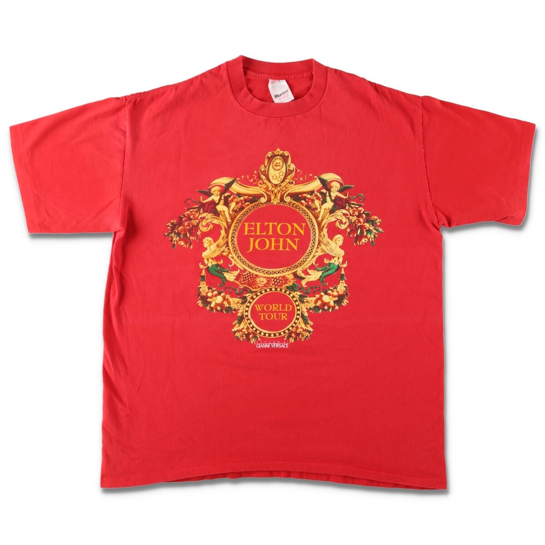 90年代 Murina ELTON JOHN エルトンジョン GIANNI VERSACE ヴェルサーチ WORLD TOUR バンドTシャツ バンT USA製 メンズXL ヴィンテージ /evb002318