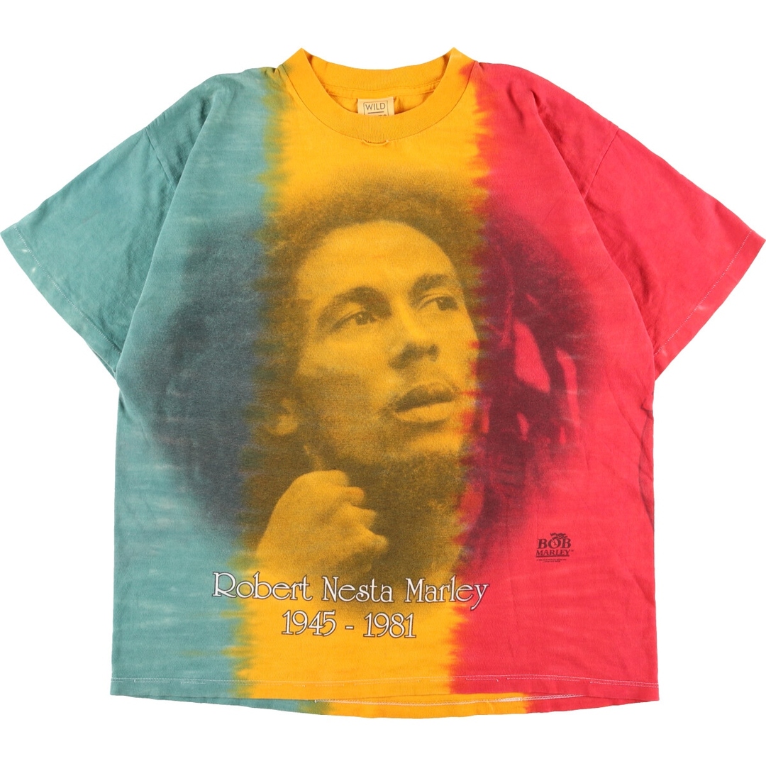 90年代 WILD OATS BOB MARLEY ボブマーリー 大判プリント 両面プリント ラップTシャツ ラップT USA製 メンズXL ヴィンテージ /evb002340