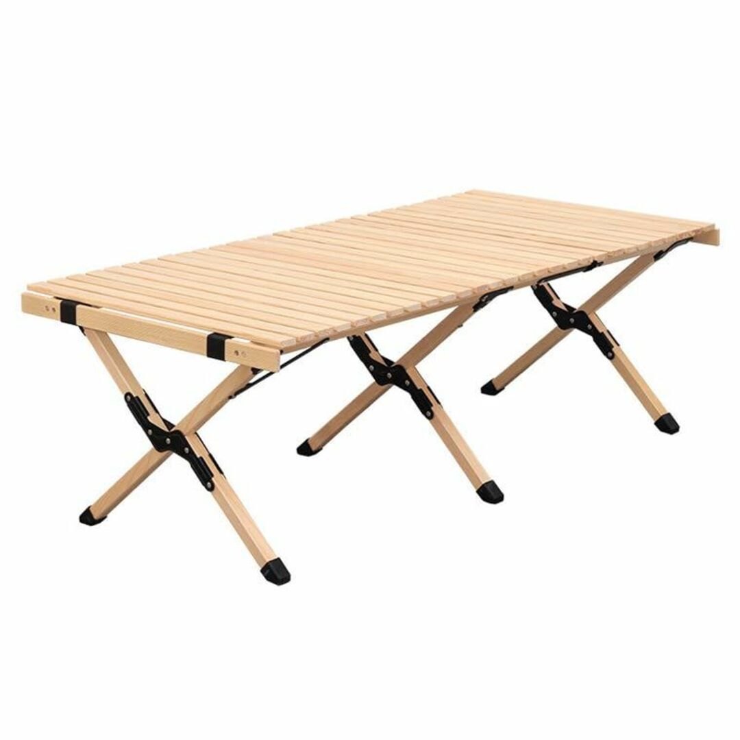 【色: ベージュ】LAMA キャンプア テーブル 木制 折りたたみ 組立簡単 1スポーツ/アウトドア