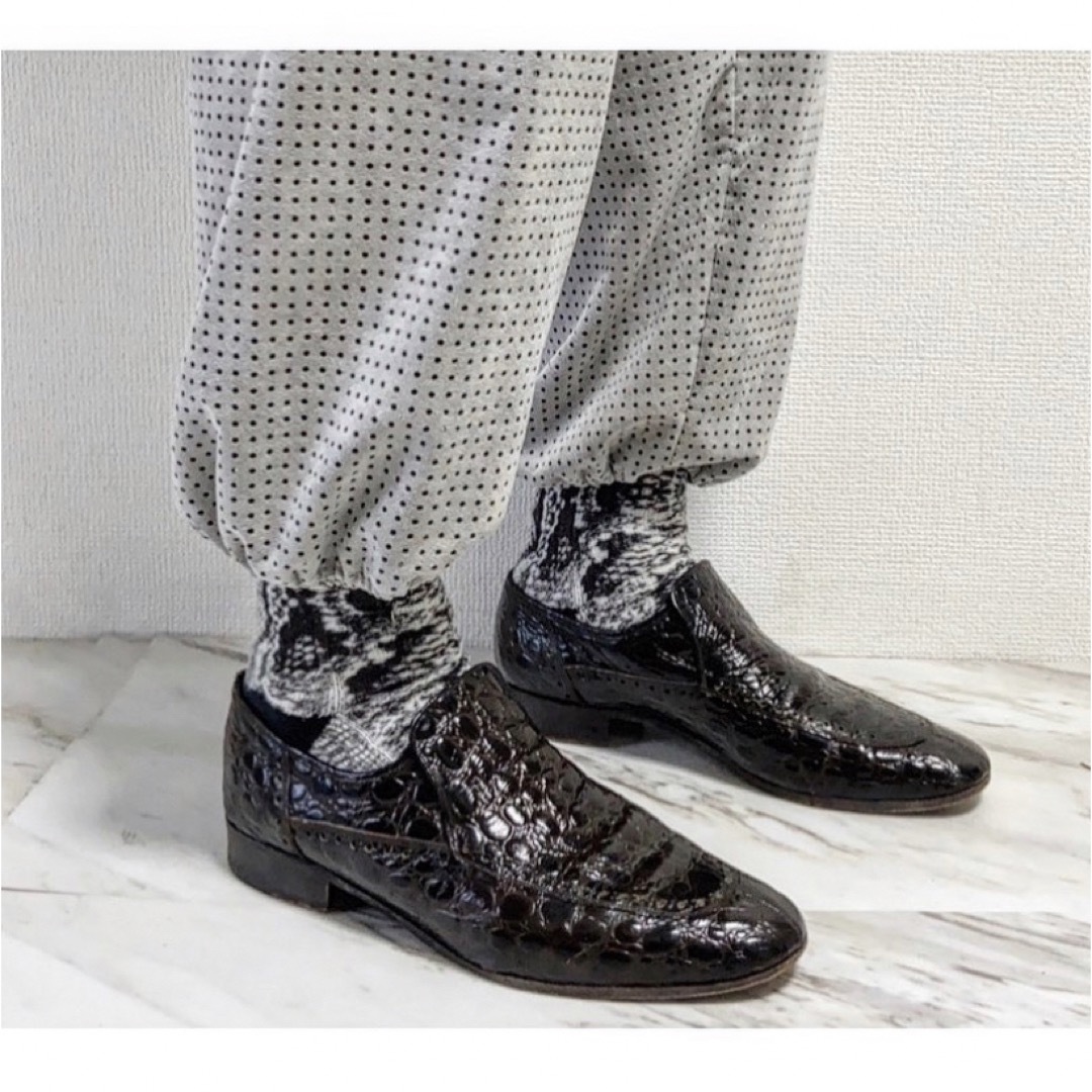 Giacometti(ジャコメッティ)のvintage スペイン製 クロコダイル 型押し スリッポン 黒 レザーシューズ メンズの靴/シューズ(ドレス/ビジネス)の商品写真