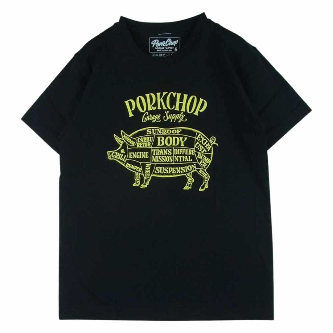 ポークチョップ ガレージ サプライ PORKCHOP GARAGE SUPPLY PORK FRONT TEE ポーク フロント 半袖 Tシャツ ブラック系 S【新古品】【未使用】