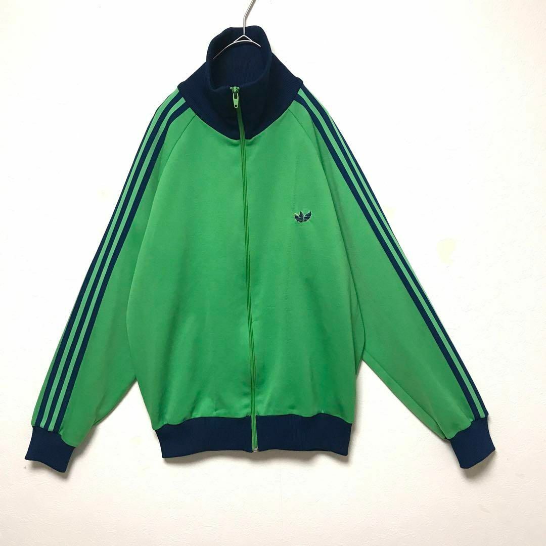 80s adidas デサント製トラックジャケット　ジャージ　グリーン | フリマアプリ ラクマ