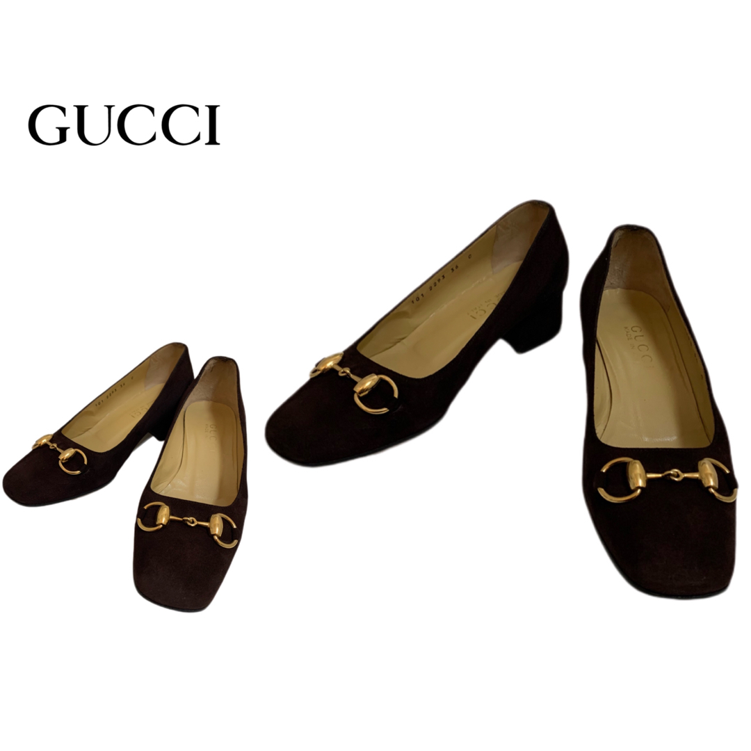 GUCCI VINTAGE ITALY製 ホースビット スエードレザーパンプスのサムネイル