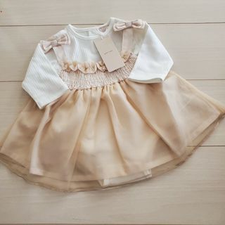 プティマイン(petit main)の♡プティマイン♡新品♡チュールトップス♡70サイズ(ロンパース)