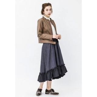 アクシーズファム(axes femme)のaxes femme 裾切替 イレヘムスカート ブラウン(ロングスカート)