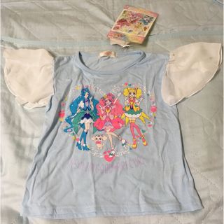 バンダイ(BANDAI)の新品ヒーリングっとプリキュアフリル袖Tシャツ120水色(Tシャツ/カットソー)