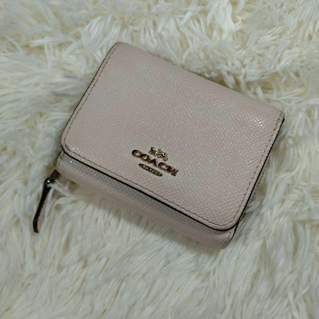 COACH レザー ミニ財布 薄ピンク