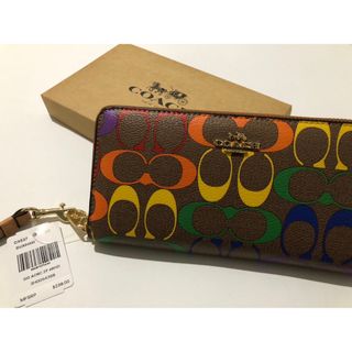 コーチ(COACH)の新品　COACH コーチ 長財布 ブラウン レインボー c4537(長財布)