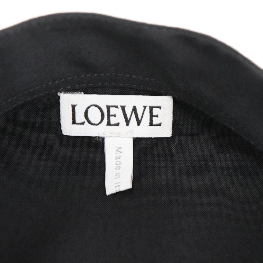 LOEWE(ロエベ)の美品 ロエベ アナグラム刺繡 チュニックシャツ レディース 黒 32 カフスボタン バンドカラー ブラウス LOEWE レディースのトップス(シャツ/ブラウス(長袖/七分))の商品写真