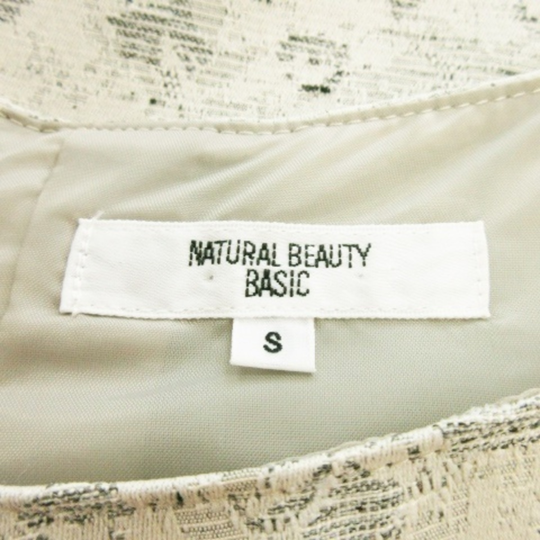 NATURAL BEAUTY BASIC(ナチュラルビューティーベーシック)のNBB ワンピース ミニ ノースリーブ ジャガード 花柄 S グレー /AH3 レディースのワンピース(ミニワンピース)の商品写真