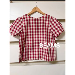 ビーミング ライフストア バイ ビームス(B:MING LIFE STORE by BEAMS)のBMING LIFE STORE BY BEAMS チェック　トップス 濃ピンク(カットソー(半袖/袖なし))