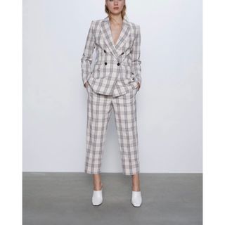 ザラ(ZARA)のS ZARAザラ ハイウエストチェックパンツ (カジュアルパンツ)