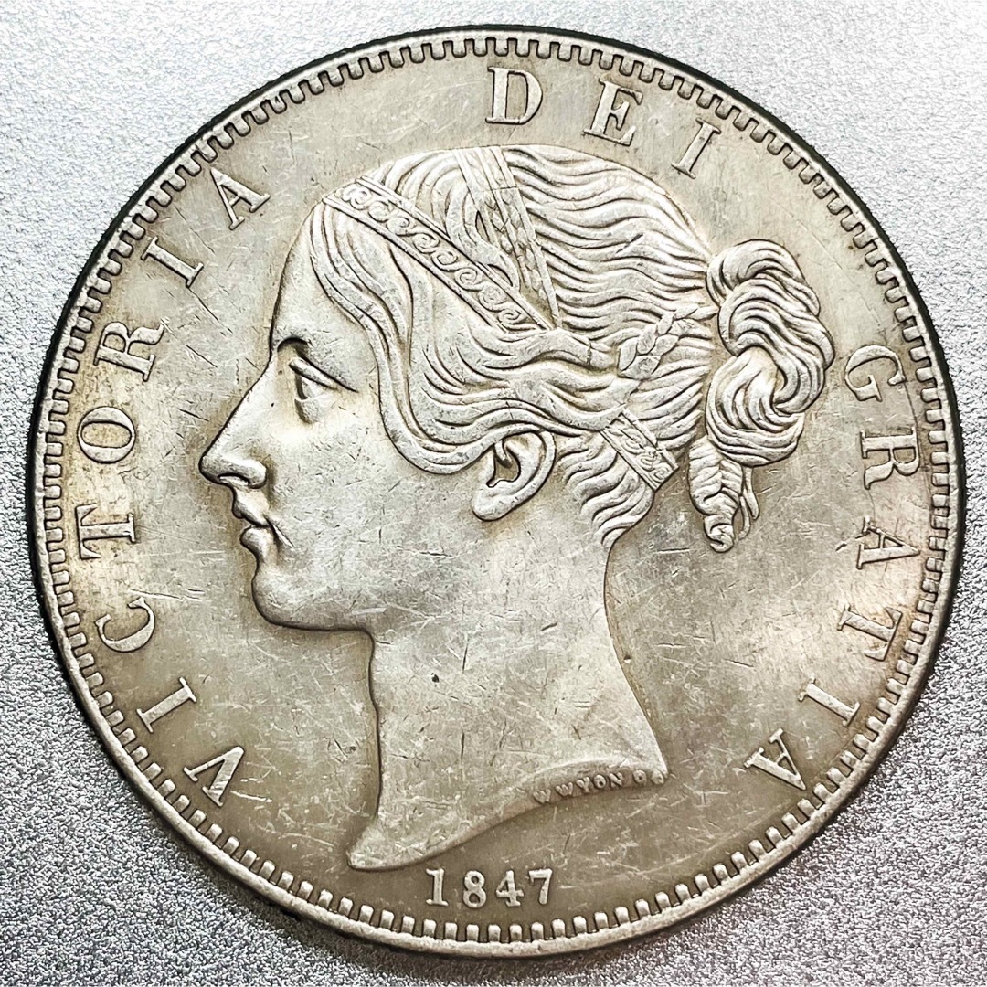 1847 ヴィクトリア ヤングヘッド クラウン銀貨-
