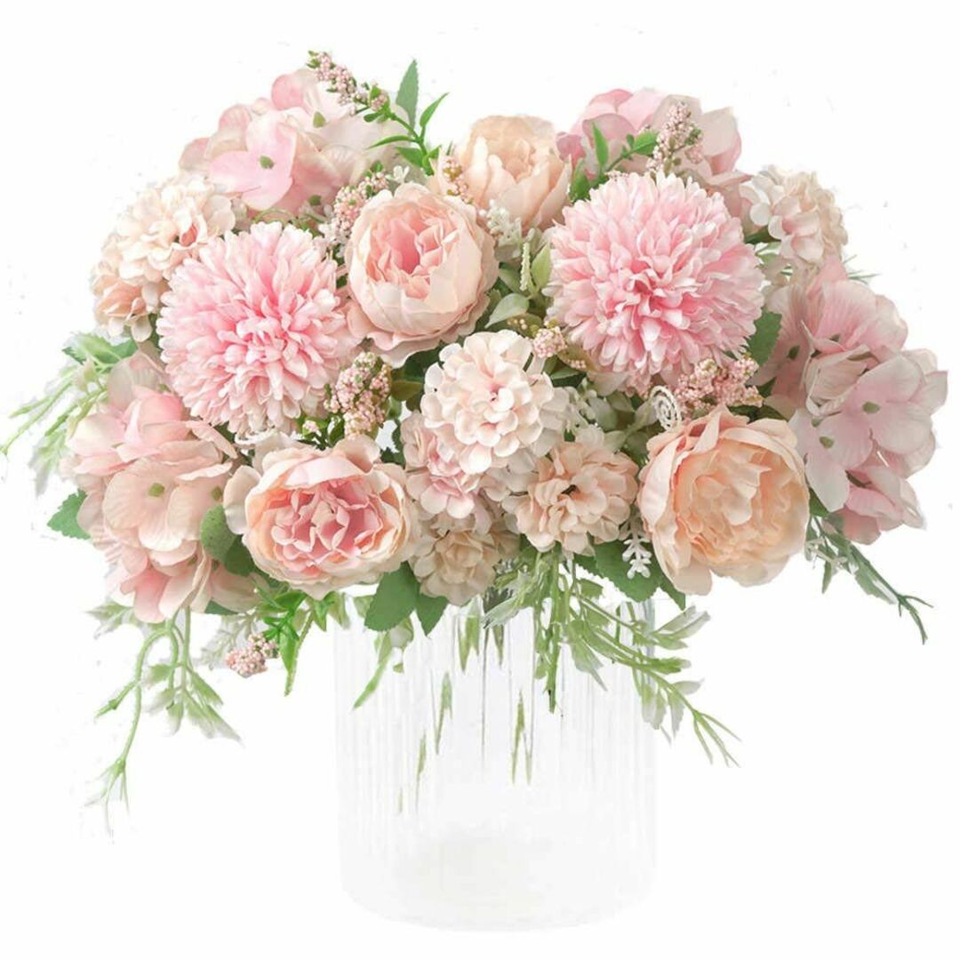 【色: ピンク】KIRIFLY 造花 絹の花 花嫁ブーケ結婚式フラワー テーブル