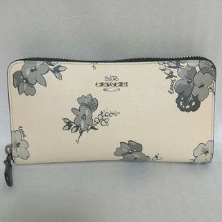 コーチ(COACH)の週末限定価格✨ COACH ラウンドファスナー長財布 花柄 モノクロ(財布)