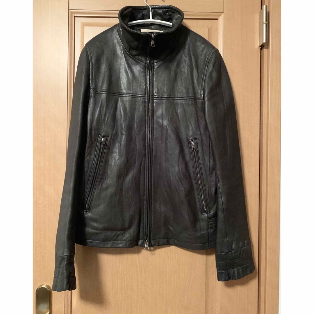 革ジャン　レザージャケット　羊革　黒　Mサイズ メンズのジャケット/アウター(レザージャケット)の商品写真