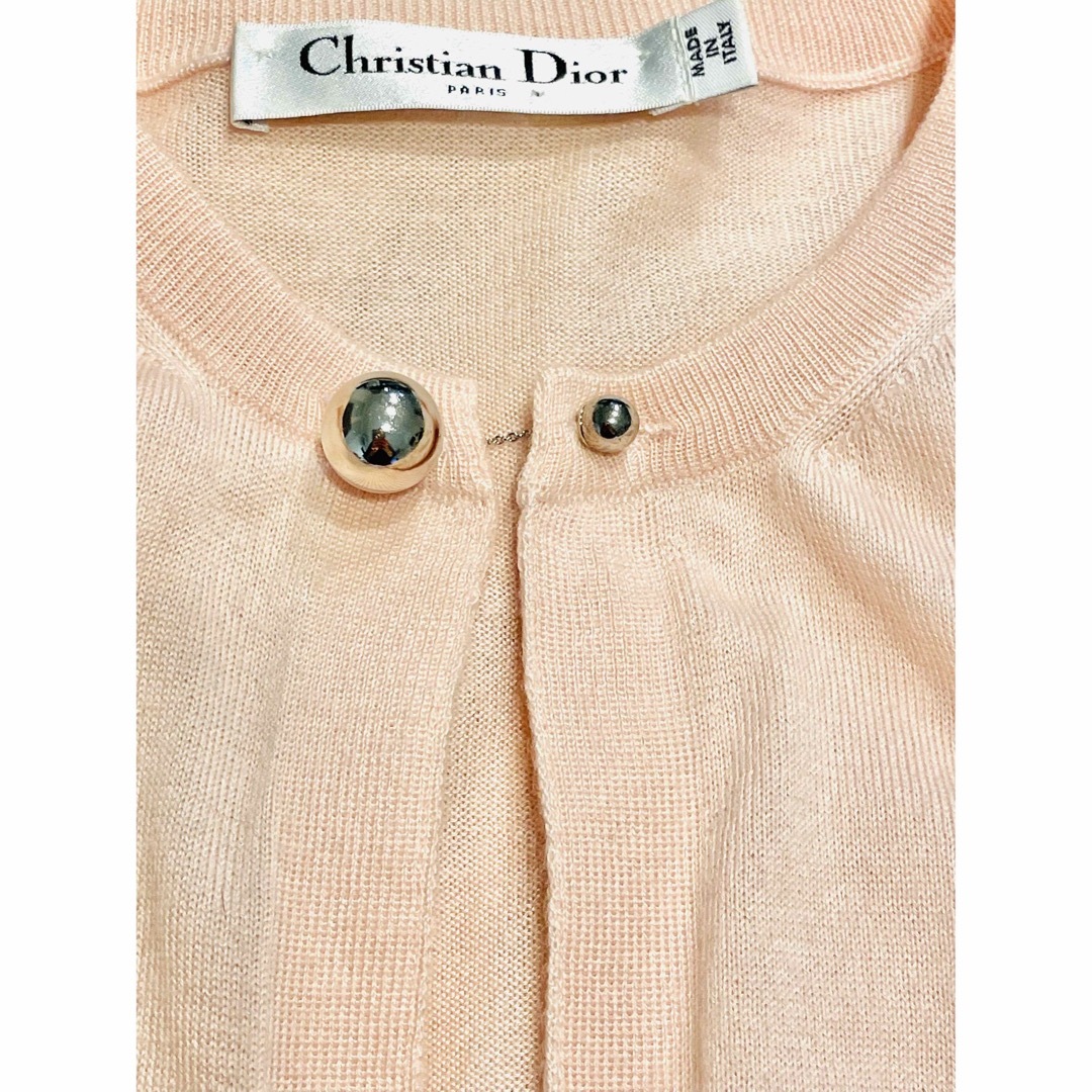 未使用 Dior ディオール クロップド カシミア シルク カーディガン ピンク-