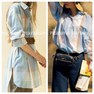 ブルーレーベルクレストブリッジ(BLUE LABEL CRESTBRIDGE)のブルーレーベルクレストブリッジ　水色チェック　シャツ　チュニック(シャツ/ブラウス(長袖/七分))