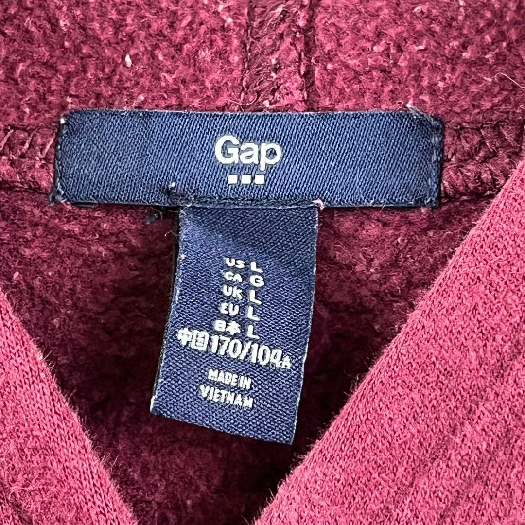 gap ギャップ プルオーバーパーカー 刺繍デカロゴ ボルドー L