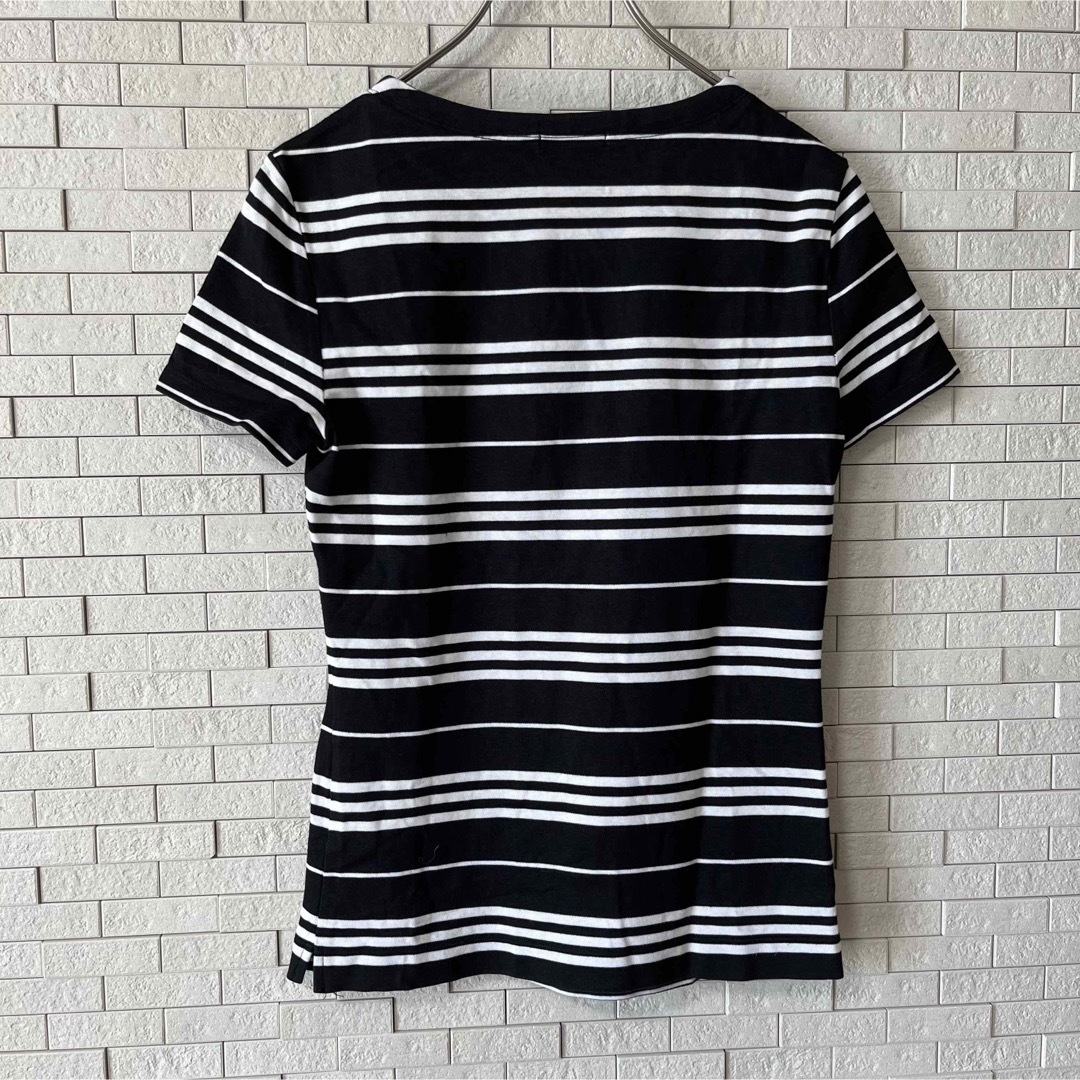 BURBERRY(バーバリー)のBURBERRY バーバリーロンドン　半袖カットソー　Tシャツ　ボーダー　白×黒 レディースのトップス(Tシャツ(半袖/袖なし))の商品写真