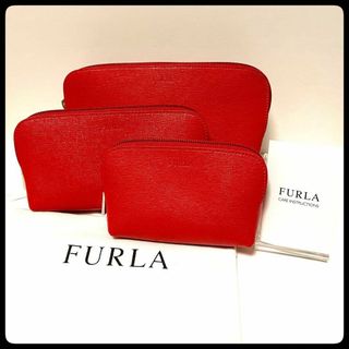 新品☆FULRA/フルラ ポーチ3点セット レッド赤-