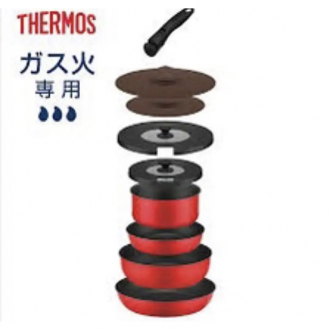 THERMOS(サーモス)の新品未開封サーモス鍋フライパン9点セット インテリア/住まい/日用品のキッチン/食器(鍋/フライパン)の商品写真