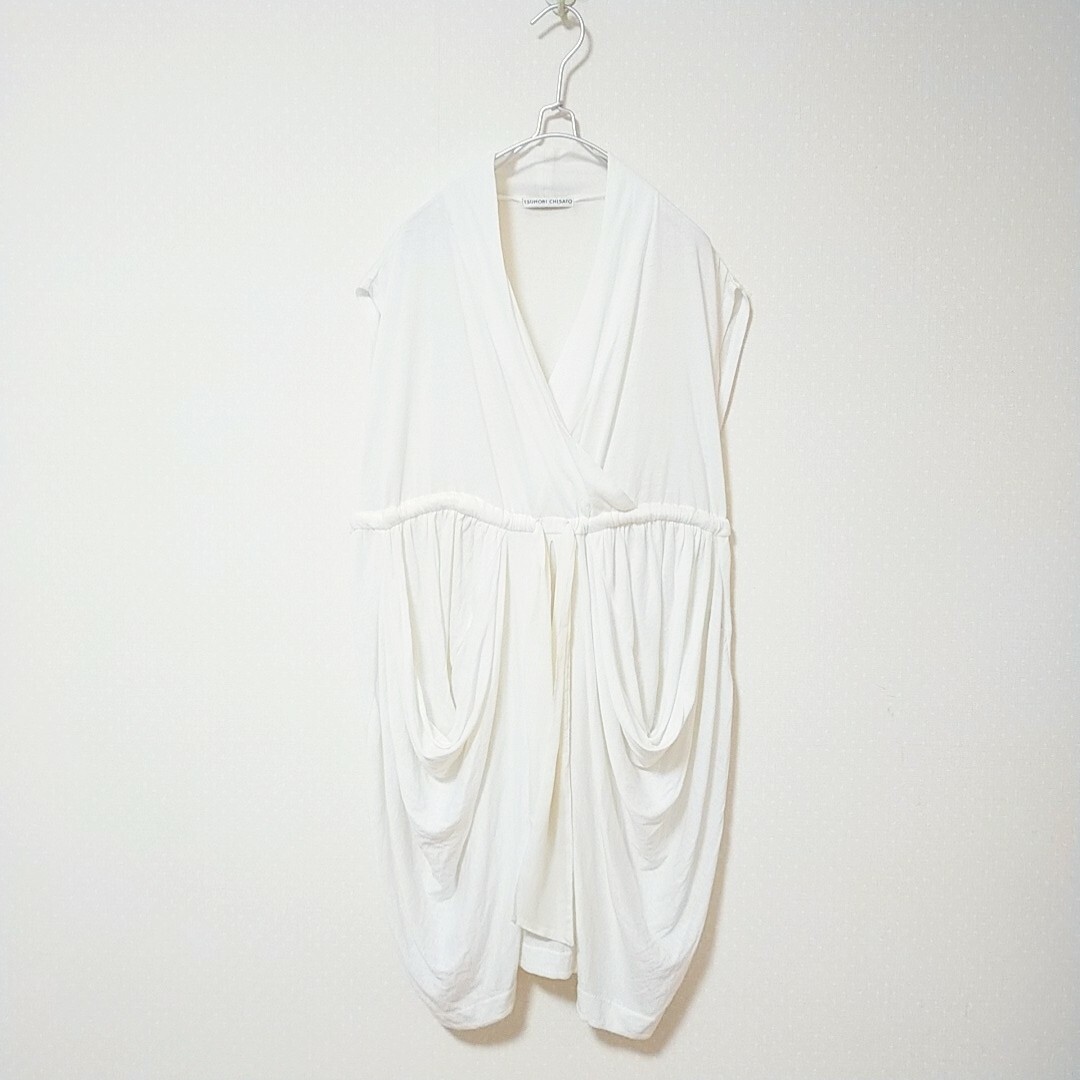 未使用 ツモリチサト カシュクールチュニックブラウス カシミヤ シルク 白