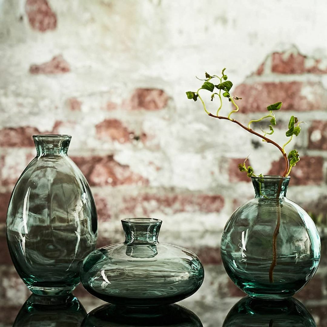 【色: グリーン セット（3つ入り）】花瓶花器 3つセット北欧 ガラス 小さな