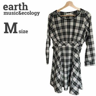 アースミュージックアンドエコロジー(earth music & ecology)のアースミュージック レディース【M】ワンピース♡チェック ピンク♡黒(ひざ丈ワンピース)