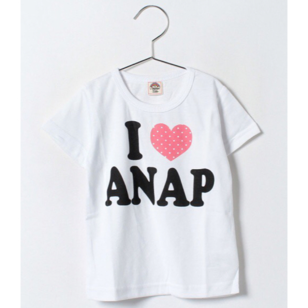 ANAP Kids(アナップキッズ)のANAP KIDS新品 I LOVE ANAP  Tシャツ110ホワイト キッズ/ベビー/マタニティのキッズ服女の子用(90cm~)(Tシャツ/カットソー)の商品写真