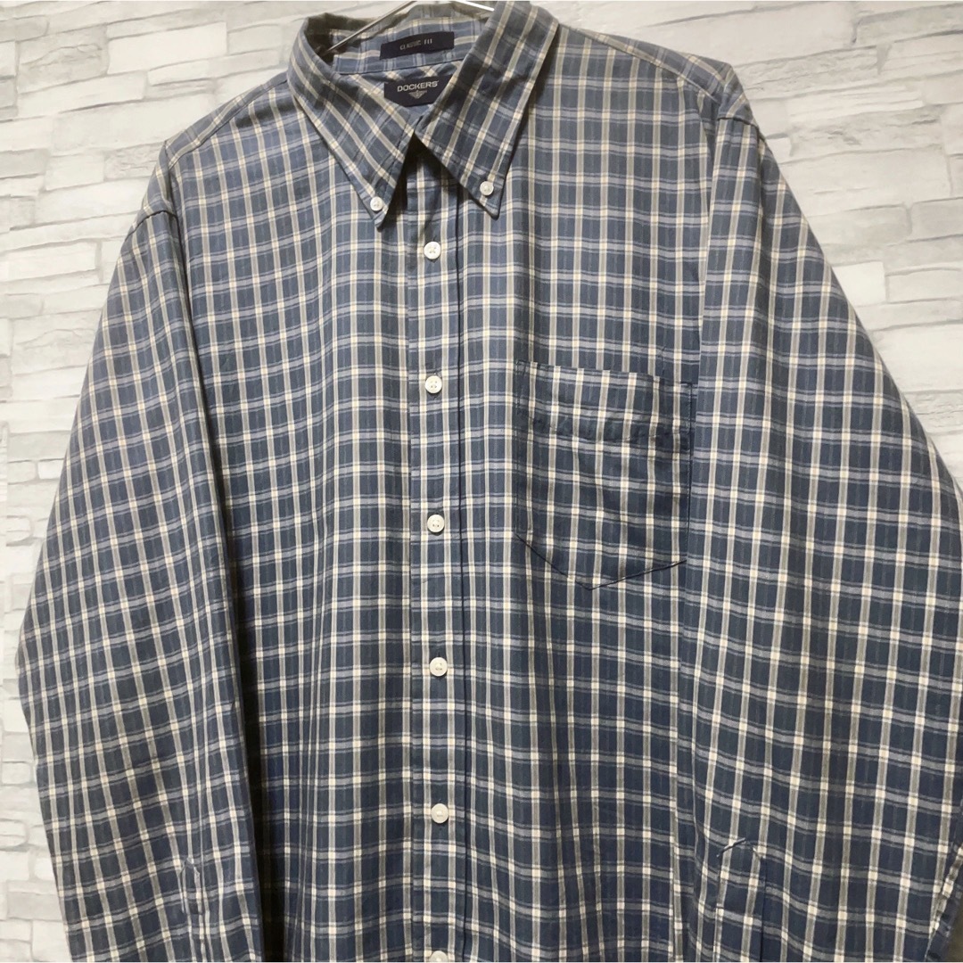 Levi's(リーバイス)のシャツ　長袖　XL　チェック柄　ブルー　青　DOCKERS　Levi’s　90s メンズのトップス(シャツ)の商品写真