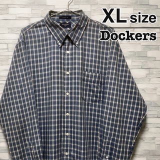 リーバイス(Levi's)のシャツ　長袖　XL　チェック柄　ブルー　青　DOCKERS　Levi’s　90s(シャツ)