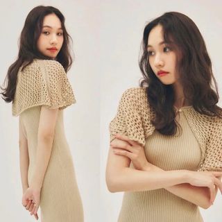 ランデブー(RANDEBOO)のrandeboo cape knit dress ランデブー　ケープニットドレス(ロングワンピース/マキシワンピース)